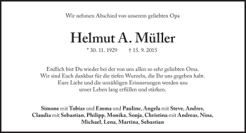 Traueranzeige von Helmut A. Müller von Süddeutsche Zeitung