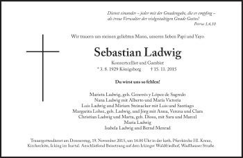 Traueranzeige von Sebastian Ladwig von Süddeutsche Zeitung
