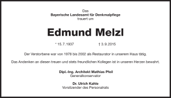 Traueranzeige von Edmund Melzl von Süddeutsche Zeitung