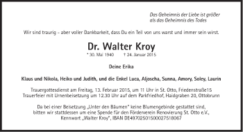 Traueranzeige von Walter Kroy von Süddeutsche Zeitung