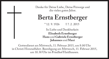 Traueranzeige von Berta Ernstberger von Süddeutsche Zeitung