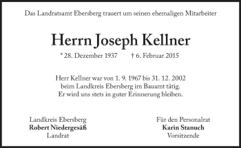 Traueranzeige von Joseph Kellner von Süddeutsche Zeitung