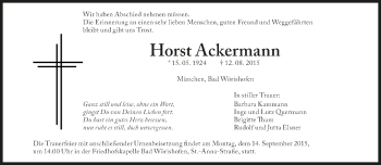 Traueranzeige von Horst Ackermann von SZ Trauer