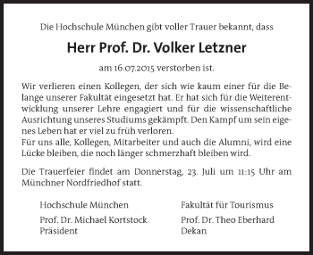 Traueranzeige von Volker Letzner von Süddeutsche Zeitung