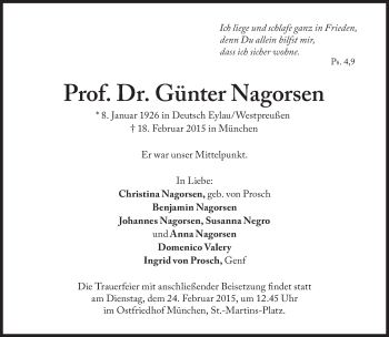 Traueranzeige von Günter Nagorsen von Süddeutsche Zeitung