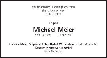 Traueranzeige von Michael Meier von Süddeutsche Zeitung