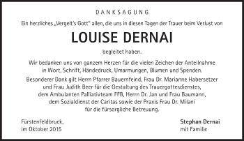 Traueranzeige von Louise  Dernai von Süddeutsche Zeitung