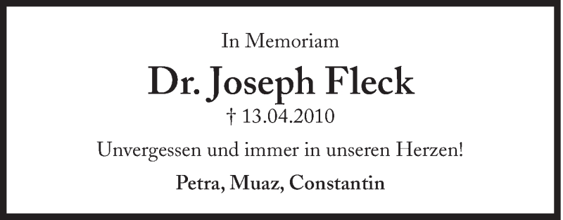  Traueranzeige für Joseph Fleck vom 11.04.2015 aus Süddeutsche Zeitung