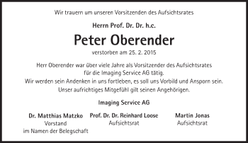 Traueranzeige von Peter Oberender von Süddeutsche Zeitung