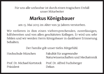 Traueranzeige von Markus Königsbauer von Süddeutsche Zeitung