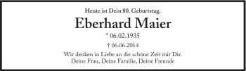 Traueranzeige von Eberhard Maier von Süddeutsche Zeitung