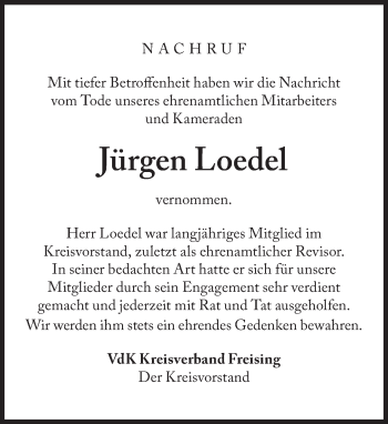 Traueranzeige von Jürgen Loedel von Süddeutsche Zeitung