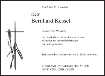 Traueranzeige von Bernhard Kessel von Süddeutsche Zeitung