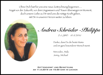 Traueranzeige von Andrea Schröder-Philipps von Süddeutsche Zeitung