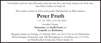Traueranzeige von Peter Fruth von Süddeutsche Zeitung
