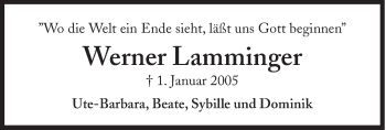 Traueranzeige von Werner Lamminger von Süddeutsche Zeitung