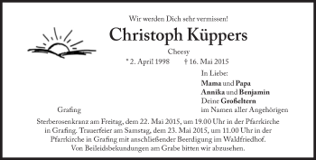 Traueranzeige von Christoph Küppers von Süddeutsche Zeitung