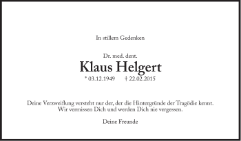 Traueranzeige von Klaus Helgert von Süddeutsche Zeitung