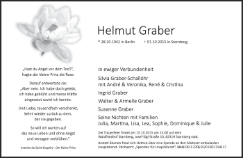 Traueranzeige von Helmut Graber von Süddeutsche Zeitung
