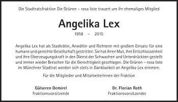 Traueranzeige von Angelika Lex von Süddeutsche Zeitung