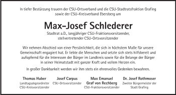 Traueranzeige von Max-Josef Schlederer von Süddeutsche Zeitung