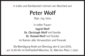 Traueranzeige von Peter Wolf von Süddeutsche Zeitung