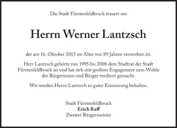 Traueranzeige von Werner Lantzsch von Süddeutsche Zeitung
