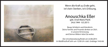 Traueranzeige von Anouschka Eßer von Süddeutsche Zeitung