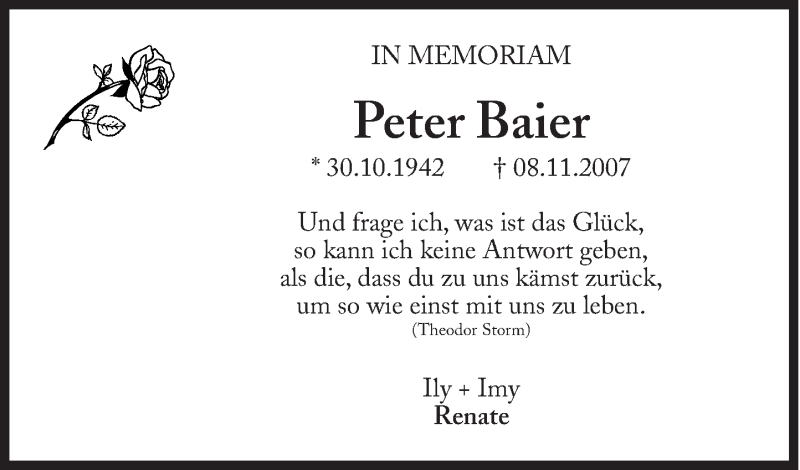  Traueranzeige für Peter Baier vom 07.11.2015 aus Süddeutsche Zeitung