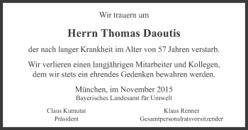 Traueranzeige von Thomas Daoutis von Süddeutsche Zeitung