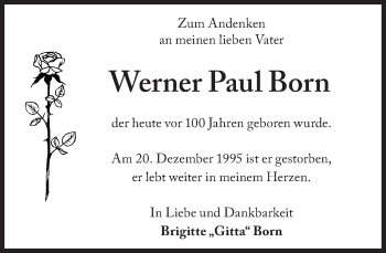 Traueranzeige von Werner Paul Born von Süddeutsche Zeitung