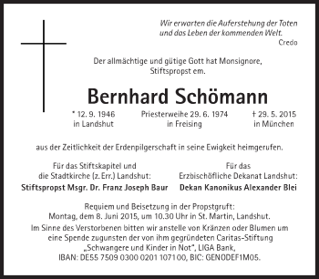 Traueranzeige von Bernhard Schömann von Süddeutsche Zeitung