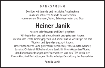 Traueranzeige von Heiner Janik von Süddeutsche Zeitung