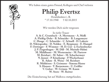 Traueranzeige von Philip Evertsz von Süddeutsche Zeitung