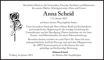 Traueranzeige von Anna Scheid von Süddeutsche Zeitung