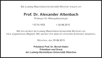 Traueranzeige von Alexander V.  Altenbach von Süddeutsche Zeitung