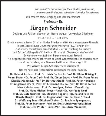 Traueranzeige von Jürgen Schneider von Süddeutsche Zeitung