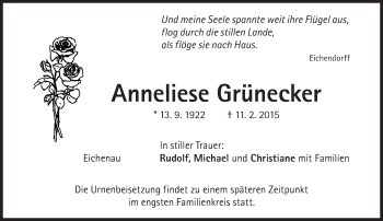 Traueranzeige von Anneliese Grünecker von Süddeutsche Zeitung