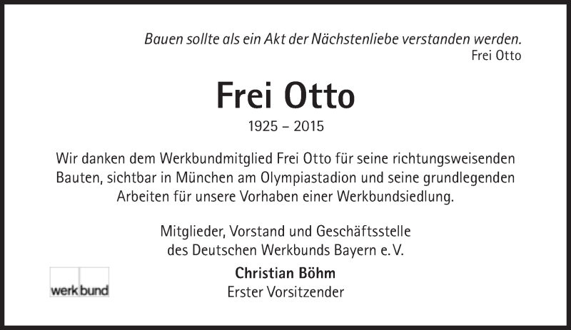 Frei Otto, 1925-2015