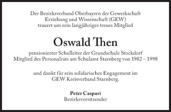 Traueranzeige von Oswald Then von Süddeutsche Zeitung