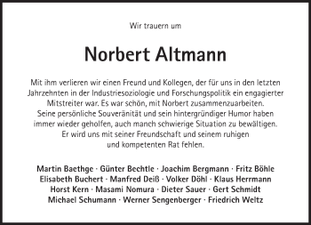 Traueranzeige von Norbert Altmann von Süddeutsche Zeitung