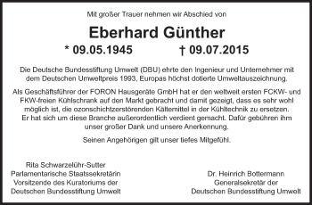 Traueranzeige von Eberhard Günther von Süddeutsche Zeitung