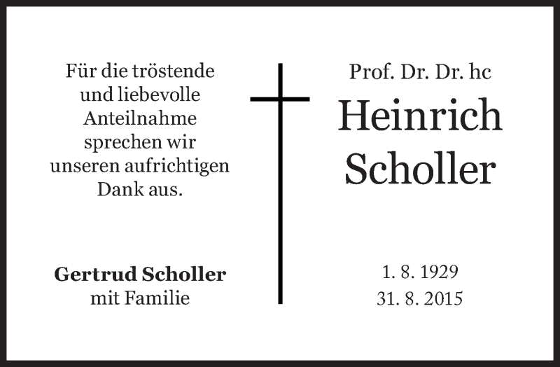  Traueranzeige für Heinrich Scholler vom 24.10.2015 aus Süddeutsche Zeitung