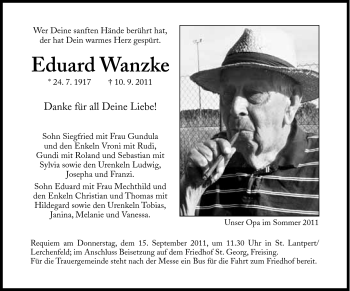 Traueranzeige von Eduard Wanzke von Süddeutsche Zeitung