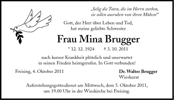 Traueranzeige von Mina Brugger von Süddeutsche Zeitung
