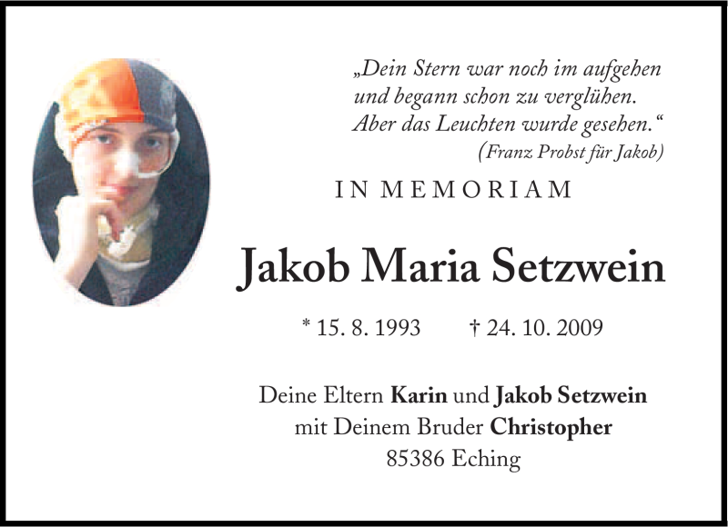  Traueranzeige für Jakob Maria Setzwein vom 22.10.2011 aus Süddeutsche Zeitung