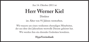 Traueranzeige von Werner Kiel von Süddeutsche Zeitung