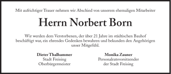 Traueranzeige von Norbert Born von Süddeutsche Zeitung
