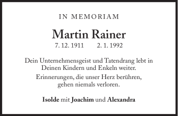 Traueranzeige von Rainer Martin von Süddeutsche Zeitung