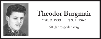 Traueranzeige von Theodor Burgmair von Süddeutsche Zeitung